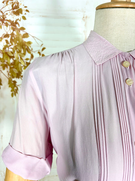 Lilac 1940s Pin Tuck Blouse By Bourne & Hollingsworth