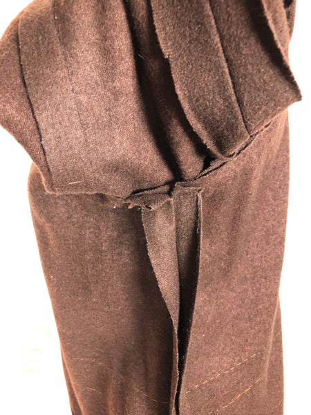 Wonderful Original 1930s Volup Vintage Chocolate Brown Asymmetrical Cardigan Blazer