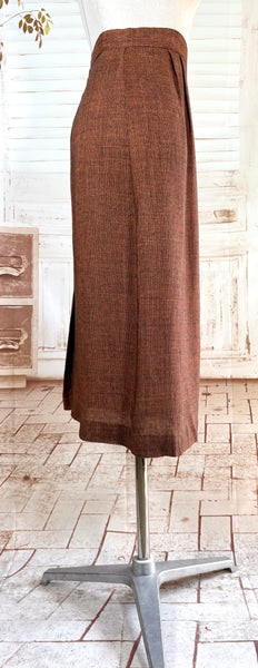 Lightweight Wool 1940s Rust Brown Striped Volup Suit