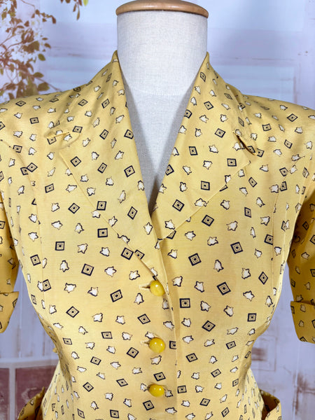 Beautiful Yellow Rayon Faille 1940s Summer Suit
