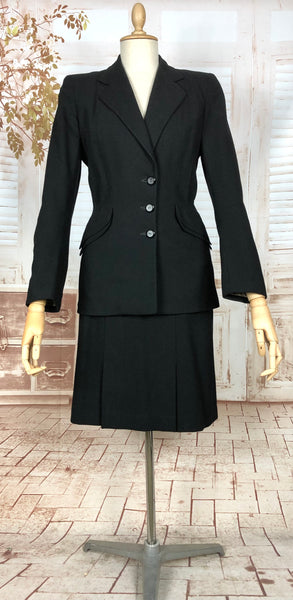 Stunning Original 1940s Vintage Black CC41 Utility Label Skirt Suit