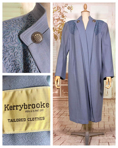 Rare Volup 1940s Periwinkle Lilac Clutch Coat With Soutache Embroidery