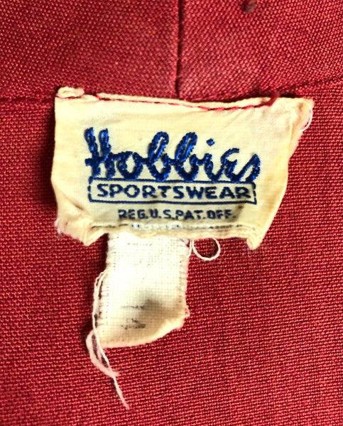 Exceptionally Rare Original 1940s Red Pant Suit By Hobbies Sportwear