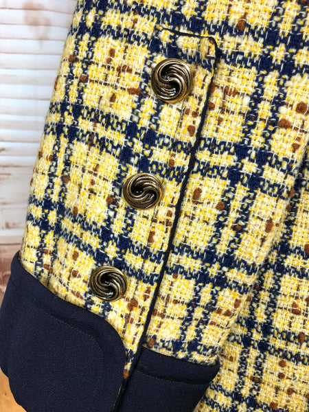 LAYAWAY PAYMENT 3 OF 3 - RESERVED FOR KELLY - Amazing Original 1940s Volup Mustard Yellow Plaid Swing Coat