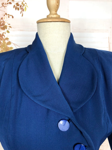 LAYAWAY PAYMENT 2 OF 2 - RESERVED FOR FRAN - Amazing Original 1940s Vintage Asymmetric Royal Blue Gabardine Blazer