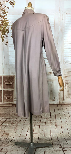 Exceptional Pale Lilac 1940s Belt Through Gabardine Swing Coat