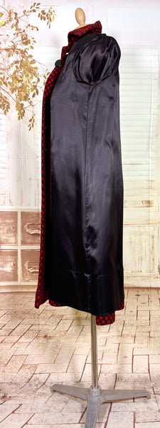 Fabulous Late 1940s Red And Black Check Coat By Betty Rose