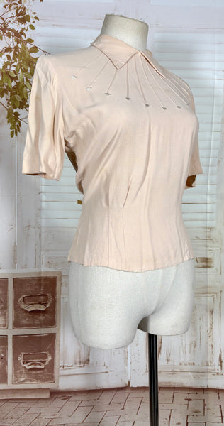 1940s Blush Pink Arrow Detail Blouse