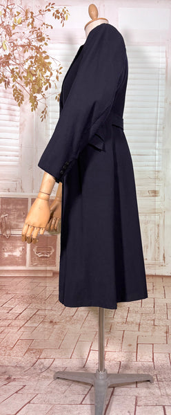 Early 1940s Navy Blue Fitted Wartime Princess Coat