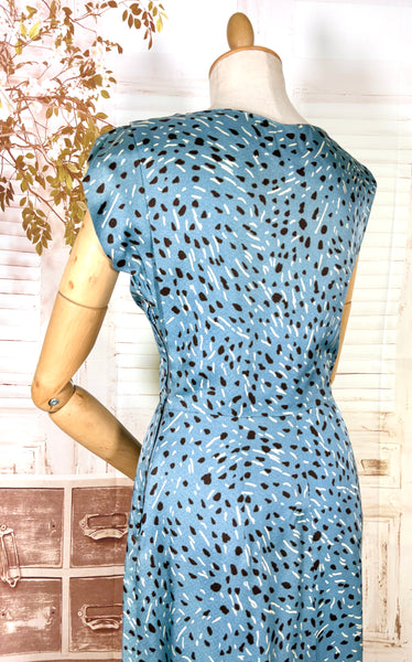Late 1940s / Early 1950s Blue Print Dress Suit