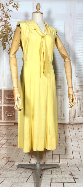 1930s Sunshine Yellow Tie-Neck Day Dress