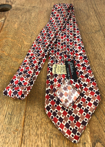 1950s Red, Tan & Burgundy Diamond Check Rayon Tie – Elder's, Dayton