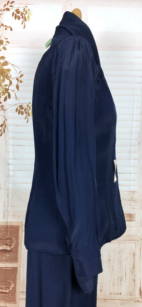 Beautiful Navy Blue Double Breasted 1940s Suit With Tiered Waist