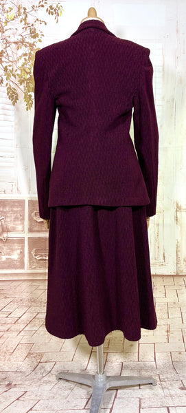 Magical 1940s Plum Purple Textured Suit With Spiderweb Buttons