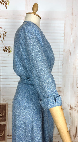 Wonderful Late 1940s Sky Blue Belted Skirt Suit