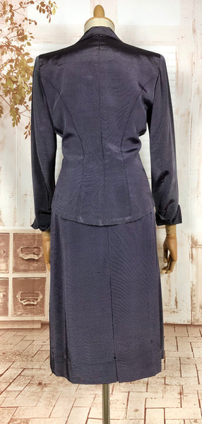 Amazing Blue Striped Rayon Faille 1940s Suit Volup Capable