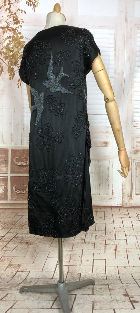 Exceptional Original 1920s Vintage Silk Satin Flapper Dress With Beade Black Sheep Antiques Exceptional Original 1920s Vintage Silk Satin Flapper Dress With Beade Black Sheep Antiques