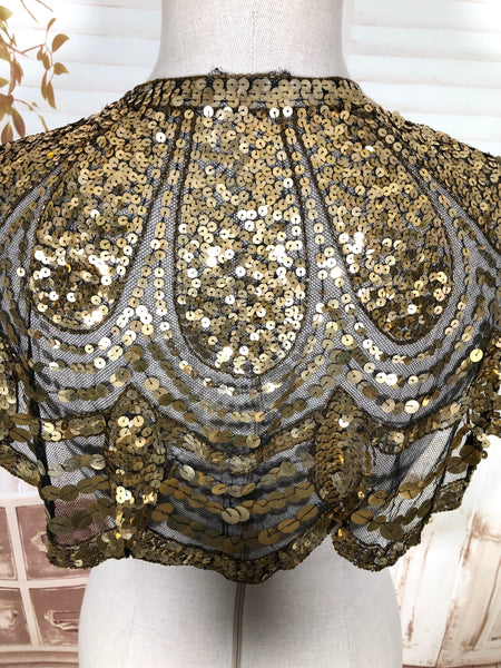 Exceptional 1930s Gold Sequin Eveningwear Capelet