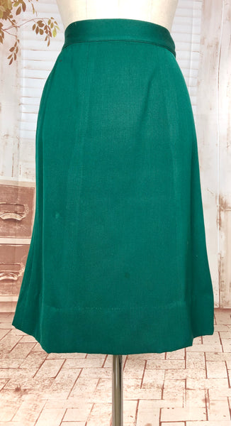 Amazing Original 1940s Vintage Emerald Green Gabardine Skirt Suit