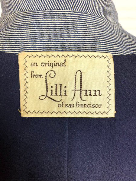 Exceptional Original 1950s Vintage Striped Lilli Ann Designer Blazer 1952