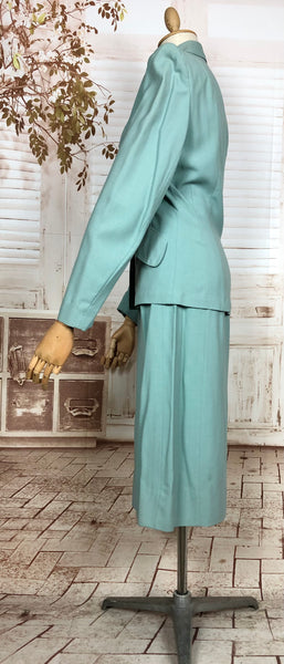 Insane Original 1940s Aqua Turquoise Summer Suit With Beautiful Buttons