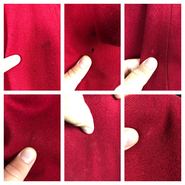 1940s Red Wool Swing Coat by Worth of Boston with Astrakhan Lining