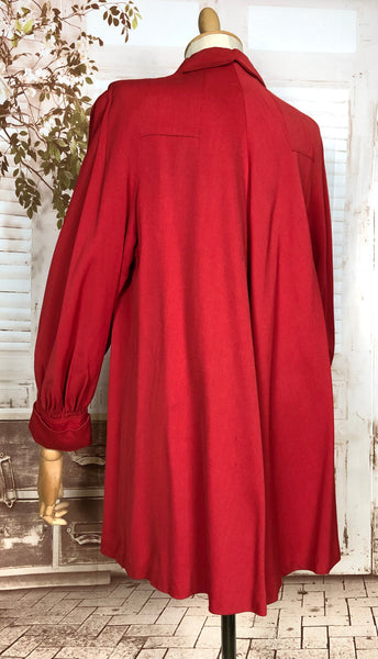 Fabulous Original 1940s Vintage Lipstick Red Gabardine Swing Coat