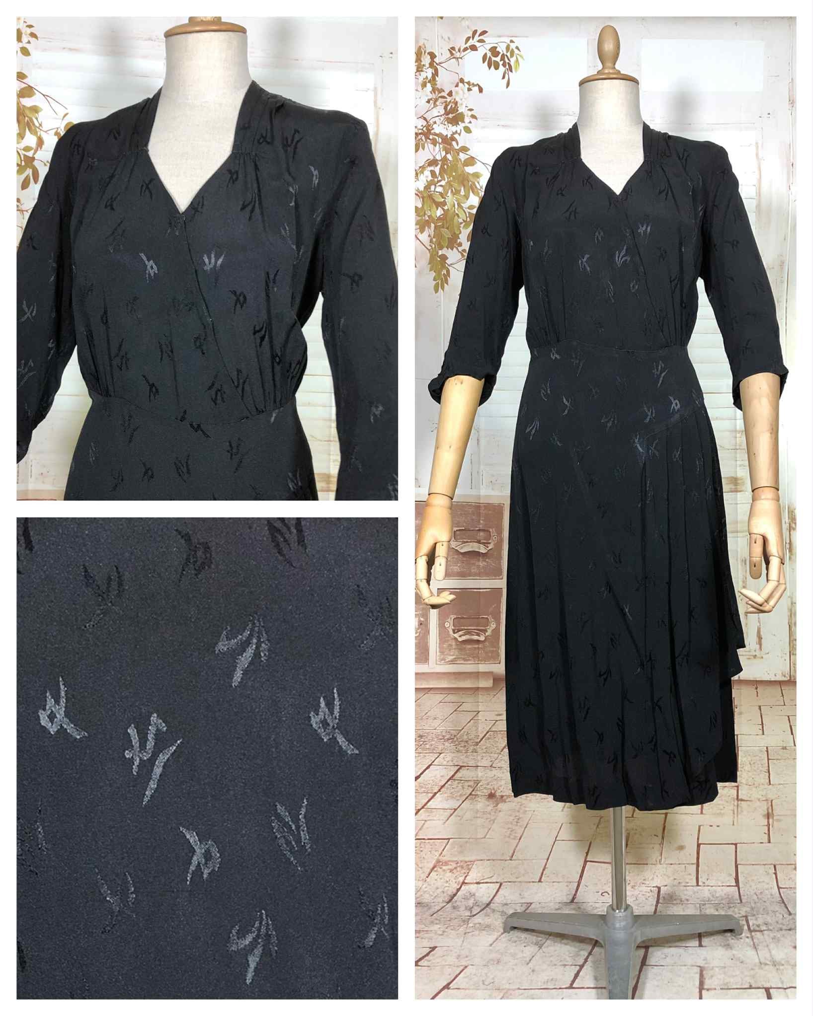 Classic Early 1940s Black Cocktail Dress