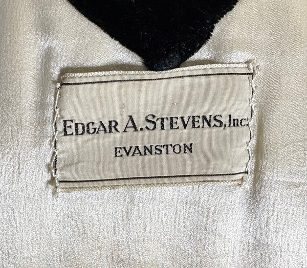 Exceptional 1920s / Early 1930s Black Textured Velvet Coat with Silk Lining and Bishop Sleeves