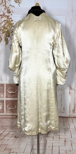 Exceptional 1920s / Early 1930s Black Textured Velvet Coat with Silk Lining and Bishop Sleeves