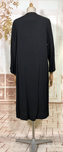 Classic Lightweight 1930s Black Crepe Coat With Soutache Trim