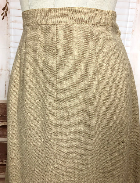 Wonderful Original 1940s Vintage Cream Lightweight Tweed Skirt Suit Tailoring