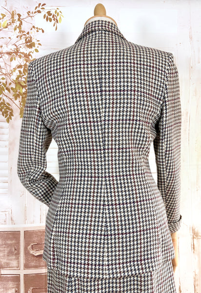 1940s Peck & Peck Houndstooth Scottish Wool Skirt Suit