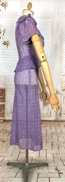 LAYAWAY PAYMENT 2 OF 2 - RESERVED FOR AISHA - PLEASE DO NOT PURCHASE - Exceptional Original 1930s Vintage Lilac Lace Peplum Suit