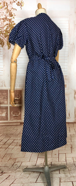 1940s Red White And Blue Spotted Day Dress