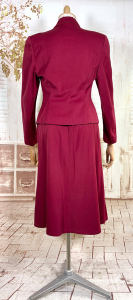 Fabulous Burgundy Red Double Breasted 1940s Skirt Suit