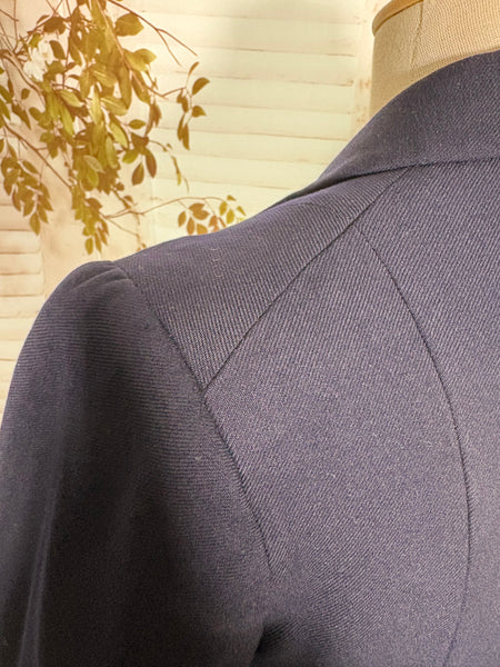 Early 1940s Navy Blue Fitted Wartime Princess Coat