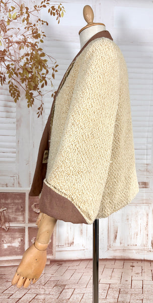 1940s–1950s Camico Boucle Swing Jacket in Cream and Mocha