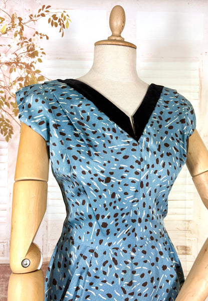 Late 1940s / Early 1950s Blue Print Dress Suit
