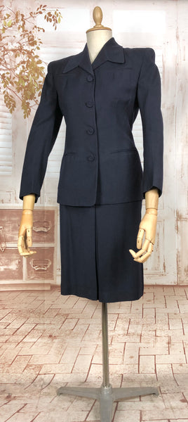 RESERVED FOR AUGGIE - Classic Navy Blue 1940s Suit With Dagger Collar