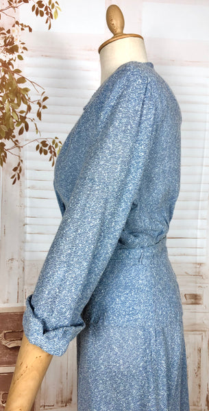 Wonderful Late 1940s Sky Blue Belted Skirt Suit