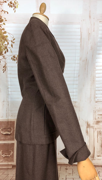 Gorgeous Milk Chocolate Brown 1940s Skirt Suit - Made in California