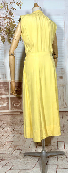 1930s Sunshine Yellow Tie-Neck Day Dress