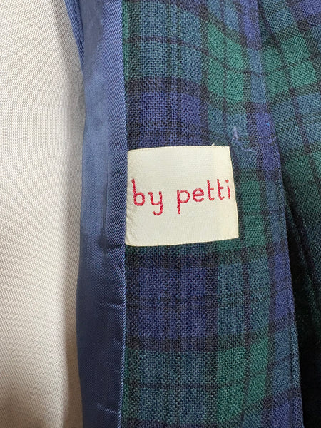 Green and Blue Tartan Plaid 1940s Blazer