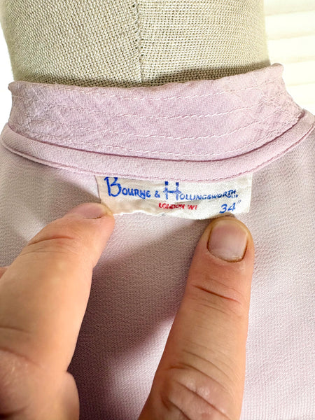 Lilac 1940s Pin Tuck Blouse By Bourne & Hollingsworth