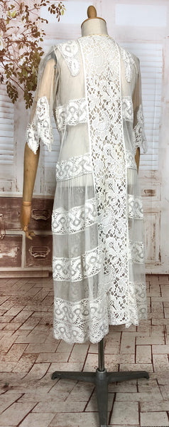 Incredible Original Edwardian 1910s Antique White Lace Ethereal Summer Dress