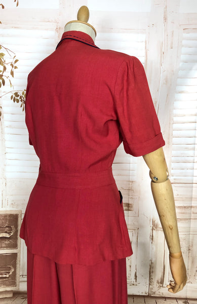 Exceptionally Rare Original 1940s Red Pant Suit By Hobbies Sportwear