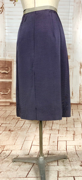 Amazing Blue Striped Rayon Faille 1940s Suit Volup Capable