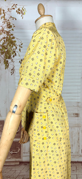 Beautiful Yellow Rayon Faille 1940s Summer Suit