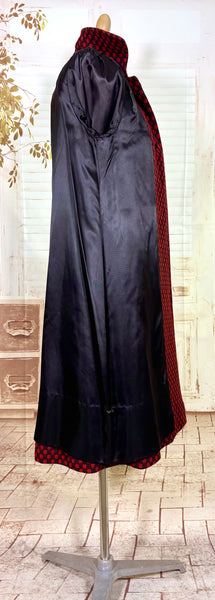 Fabulous Late 1940s Red And Black Check Coat By Betty Rose